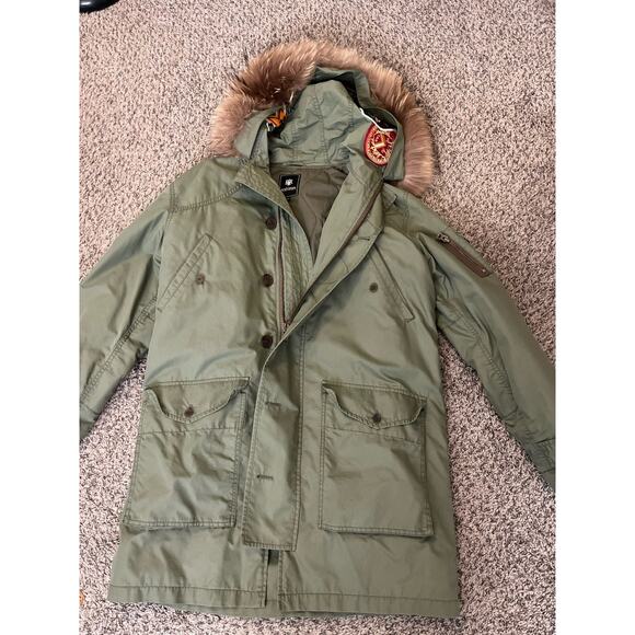 Vintage Flying Parka Jacket Hood Zip Men Size L From Japan - Picture 8 of 12